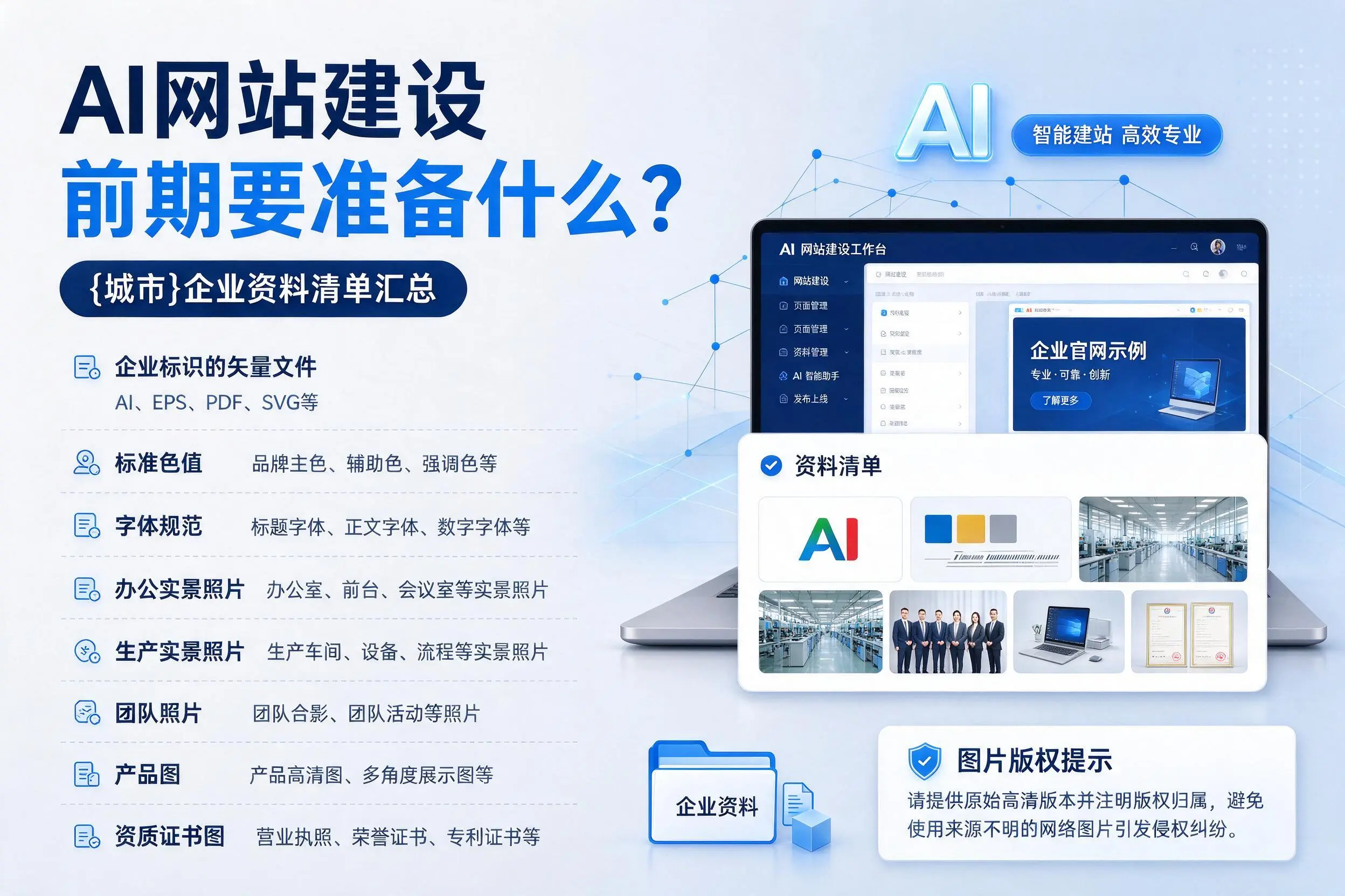 AI网站建设前期要准备什么?梅州企业资料清单汇总